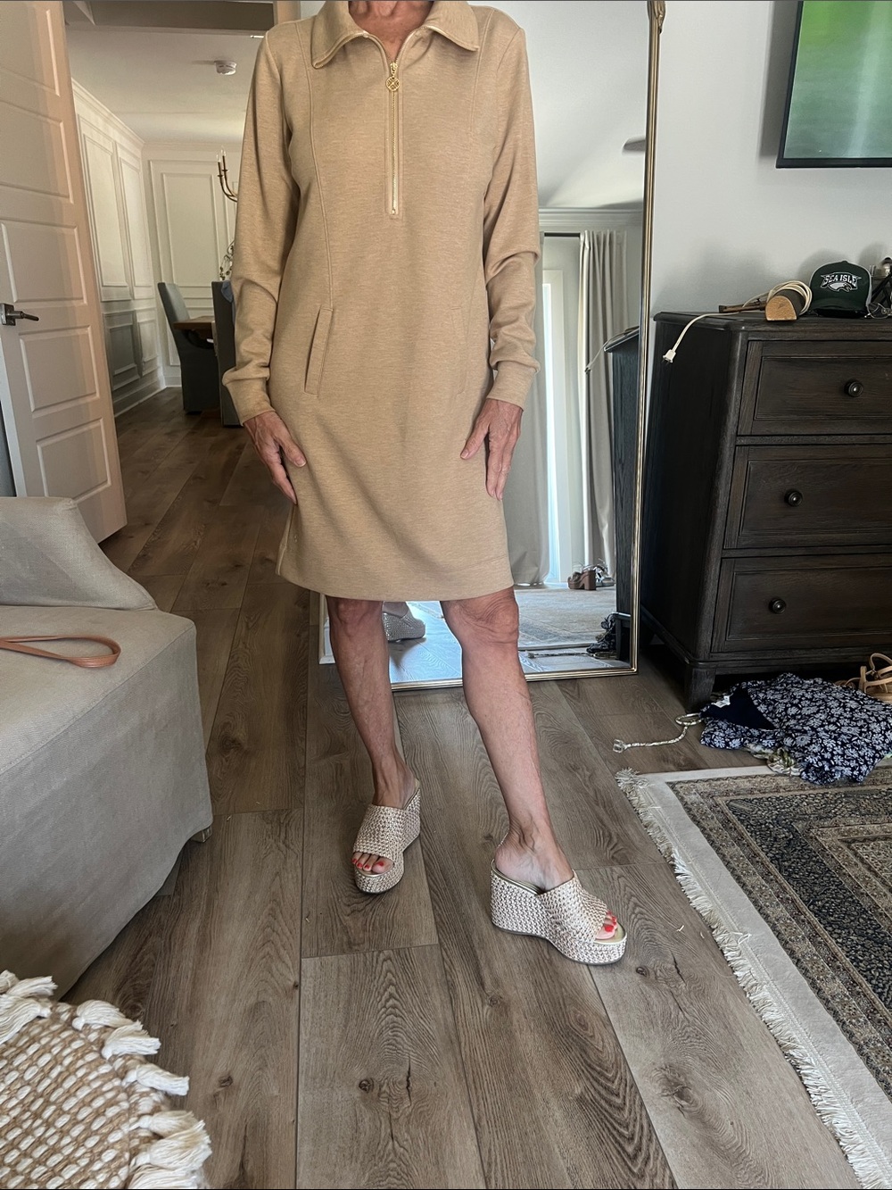 Lilly Pulitzer Beige Zip-Front Collared Mini Dress
